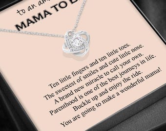 Cadeau de grossesse : collier noeud en zircone cubique pour future maman