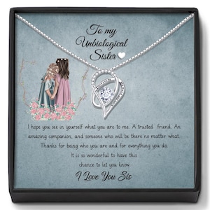 Unbiological Sister Necklace: Diamond Heart Pendant, Friendship Gift