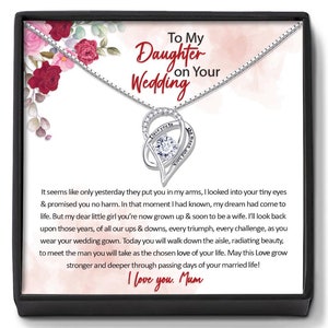 Cartão personalizado para minha filha no dia do seu casamento da mãe ou dos pais, cartão de lembrança de poema de casamento, cartão no dia do casamento da minha filha