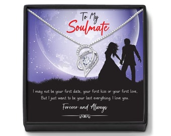 Collier âme sœur, pendentif coeur en argent gravé, cadeau d'anniversaire