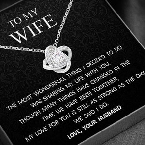 Wife Necklace Gift: Cubic Zirconia Pendant, Personalized Card