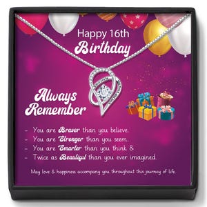 Idée cadeau pour son 16e anniversaire | Collier coeur en argent | 16e cadeau pour une fille nièce petite-fille | Cadeau personnalisé Sweet 16th pour fille