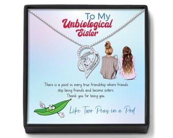 Collier soeur non biologique : cadeau d'amitié personnalisé