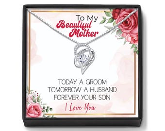 Cadeau pour la mère du marié : collier coeur en argent, souvenir du jour du mariage