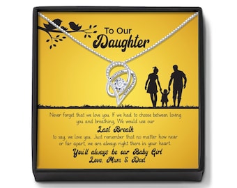 Ensemble cadeau collier fille : pendentif coeur en diamants, papa et maman