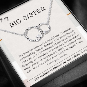 Schwester Halskette Schmuck Geschenk | An meine große Schwester von Schwester | Schwester Geburtstag Halskette Geschenk | Ineinander greifende Kreis-Halskette für Schwester