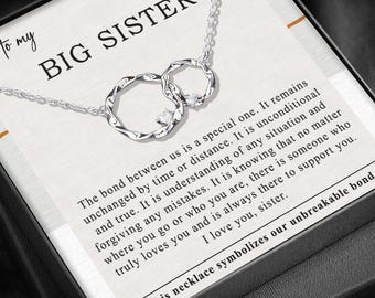 Collier Grande soeur : pendentif cercle entrelacé avec zircone cubique