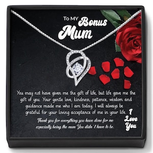 Bonus Mum Necklace: Diamond Heart Pendant, Step Mum Gift