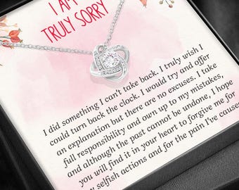 Collier excuses, pendentif zircone cubique, cadeau désolé pour elle