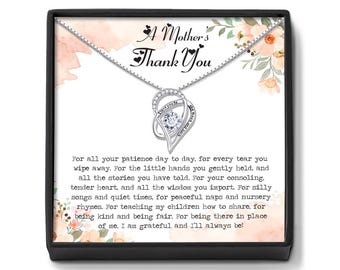 Collier pendentif coeur en zircone cubique - Cadeau de remerciement pour une mère