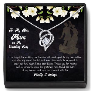 Cadeau pour la mère du marié de la mariée, Merci d'avoir élevé l'homme de mes rêves, Cadeau collier belle-mère, À ma nouvelle maman le jour de mon mariage