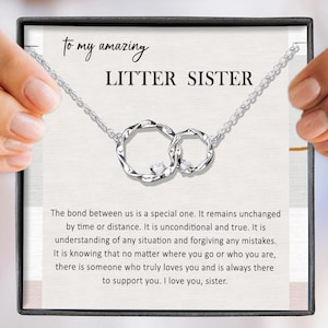 Kleine Schwester Halskette von Big Sister | Geschenk für junge Schwester | Ineinander greifende Kreis-Halskette für Schwester