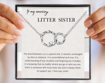 Collier petite soeur : pendentif cercle entrelacé, cadeau pour soeur