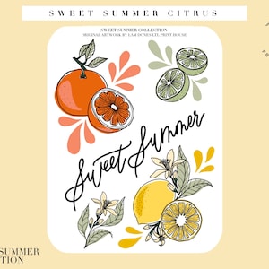 Doce verão cítrico em cores l adesivos decorativos para planejador