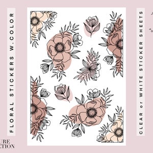 Adesivos florais coloridos l adesivos decorativos para planejador