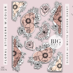 GROTE Kleur Bloemen Stickers l Decoratieve Planner Stickers