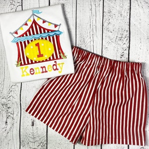 Personalized Embroidery Circus Birthday boy short set, Any Age, Carnival, Circus, Boy outfit, Boy Birthday