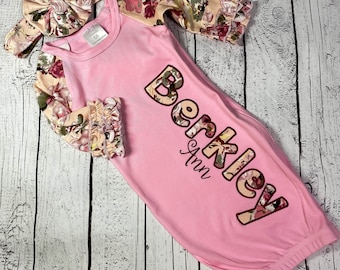 Personalized Embroidery Sleeper Gowns, Super Soft, Layette gowns, Hospital Coming home Gowns, Great Baby Shower Gift.