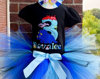 Personalized Embroidery Dinosaur Tutu Set, Any Birthday, Tutu outfit, Tutu Dress,