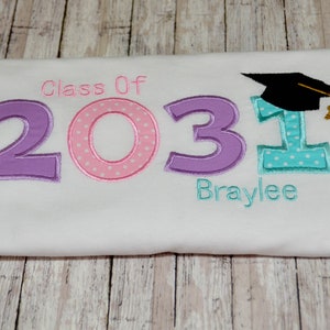 Personalized Embroidery Grow With Me Graduation Shirt, Can be done with any year and any colors.