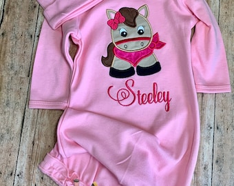 Personalized Embroidery Sleeper Gowns, Super Soft, Layette gowns, Hospital Coming home Gowns, Great Baby Shower Gift.