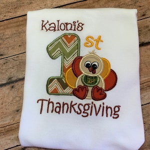Personalisierte Stickerei 1st Thanksgiving Türkei Shirt, Herbst Shirt, Thanksgiving Shirt