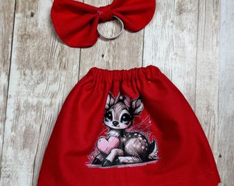 7 Inch Desk Goose Valentine  Day dress and hair bow, Handmade Valentine goose, DTF design on front, Ready to Ship!