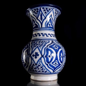 Vintage Handmade Moroccan Blue  Ceramic Vase