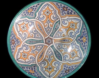 Vintage Handmade Moroccan Ceramic Bowl: Colorful Fez Pottery, Decorative Bowl, Ceramic Bowl, Moroccan Decor