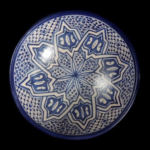 Vintage Handmade Moroccan Fez Blue Bowl, Blue Ceramic, Moroccan Decor, Vintage Bowl, Blue Pottery