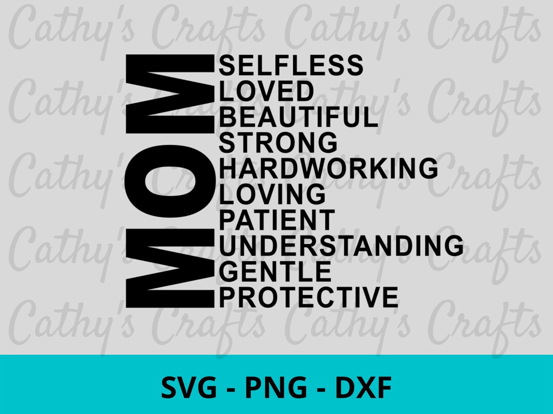 Mom SVG PNG DXF. Words Describing Mom Svg. Mom Vertically Svg. Etsy