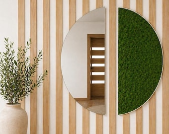 Half Moon Moss Wall Art | Handmade Preserved Moss Decor - Semi Circle
