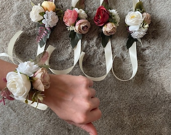 Enchanting Blooms: Handcrafted Flower Wrist Corsages for Bridesmaids