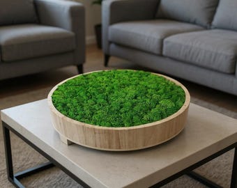 Green Moss Wooden Frame / Green moss bowl | Green Art Decor | Preserved moss | Plant furniture decor | Plant furniture art | Moss Picture