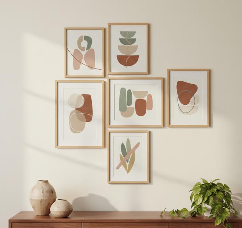 Abstract Boho Art Print Set | Mid Century Modern Gallery Wall (digital ...