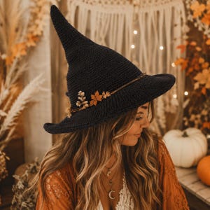 Modèle de chapeau de sorcière Harvest Moon au crochet | Costume d'automne cottagecore à faire soi-même (modèle PDF)