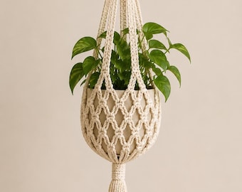 Macramé Pflanzenhänger Muster PDF | Anfänger Freundliches Tutorial zum Aufhängen | Moderne Bauernhaus Wohnkultur