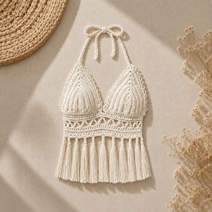 Wildflower Wanderer Halter Top Crochet Pattern, Boho Festival Bralette (PDF Download)
