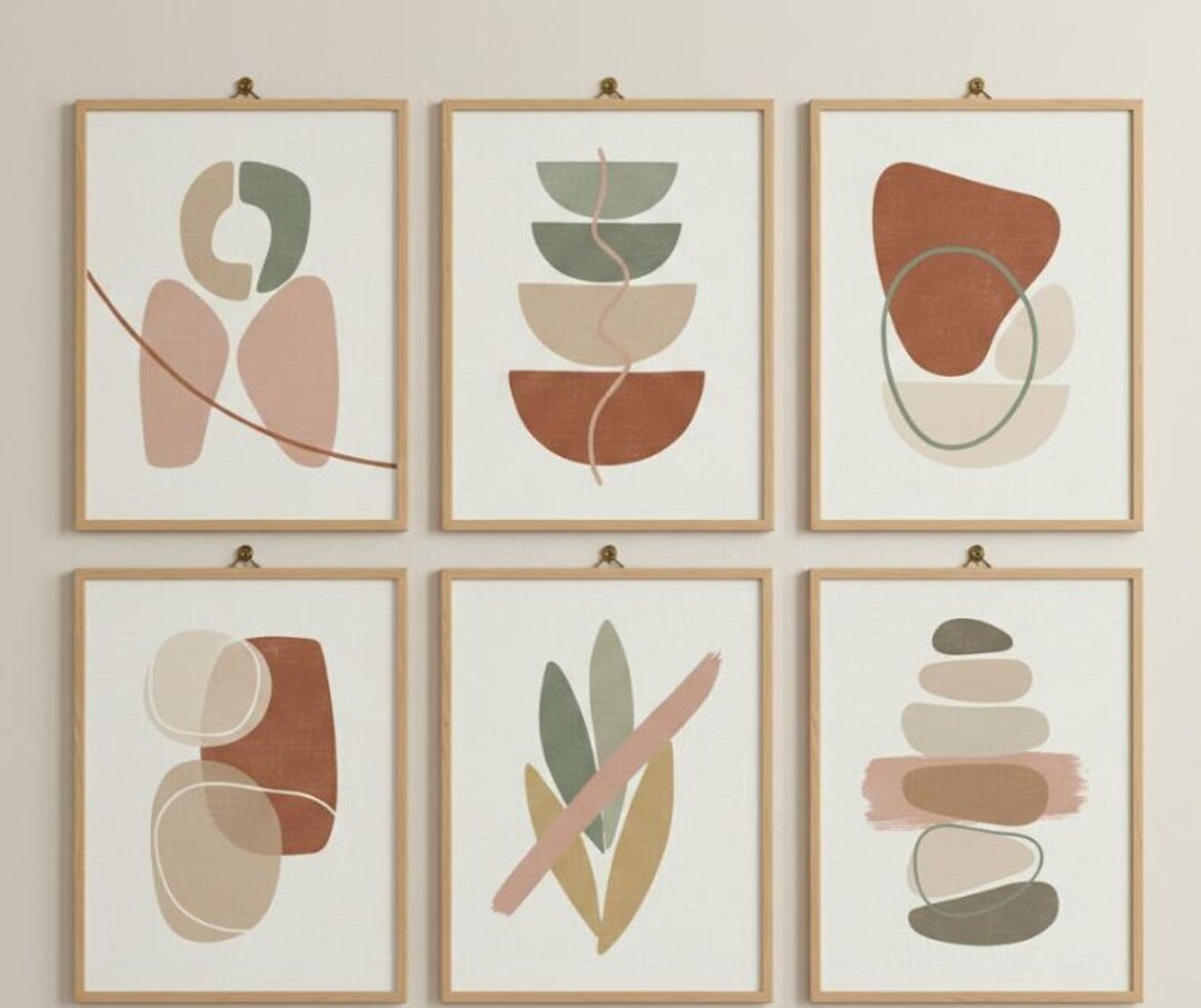 Abstract Boho Art Print Set | Mid Century Modern Gallery Wall (digital ...