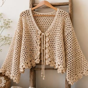 Küsten Wildblumen gehäkelte Strickjacke Muster | PDF zum selbst ausdrucken