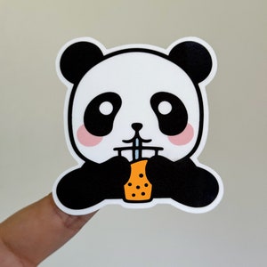 Boba Panda Sticker | Cute Animal | Funny Sticker | Gifts under 10 | Water Resistant Sticker | Water Bottle | Laptop | Party Favors