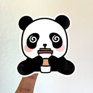 Coffee Panda Sticker | Cute Animal | Funny Sticker | Gifts under 10 | Water Resistant Sticker | Water Bottle | Laptop | Party Favors