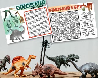 Activiteitenbladen dinosaurus: woord zoeken, kleurplaten (pdf-download)