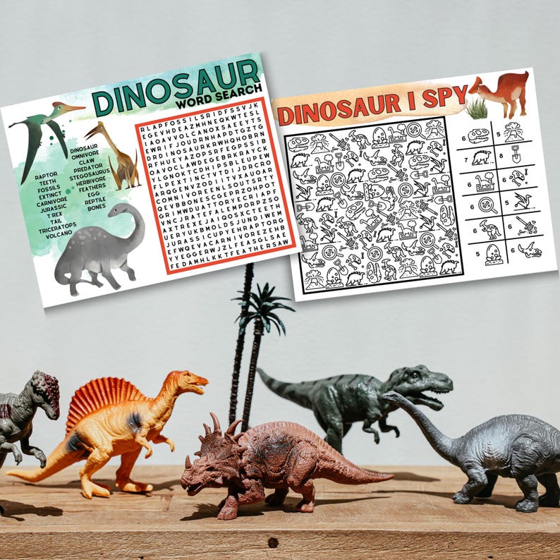 Dinosaurieaktivitetsblad: Ordsökning, Målarbilder (PDF-nedladdning) bild 1