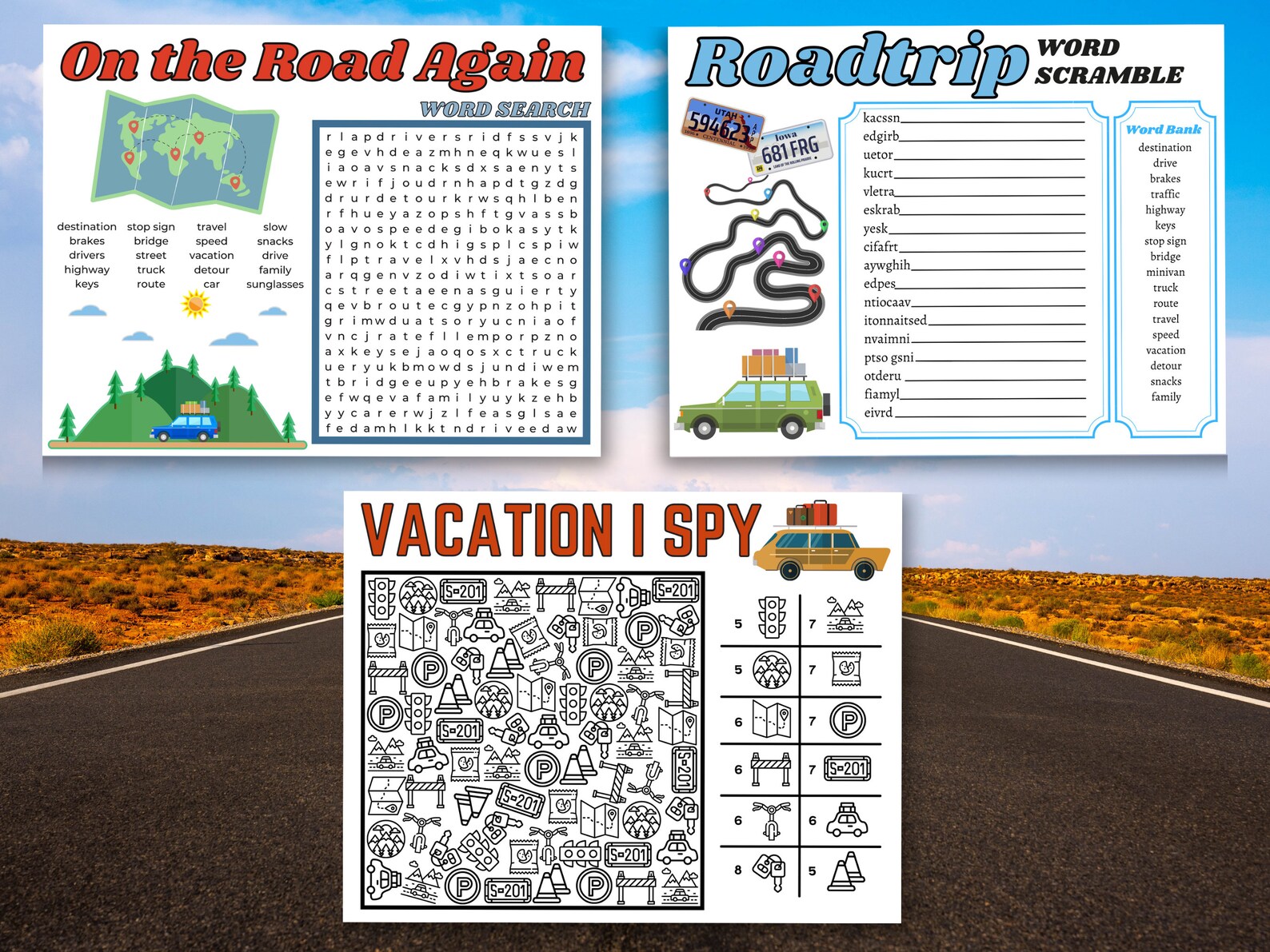 Road Trip Printables | Road Trip Games | Road Trip Activities for Kids | Travel Activity Kit ...