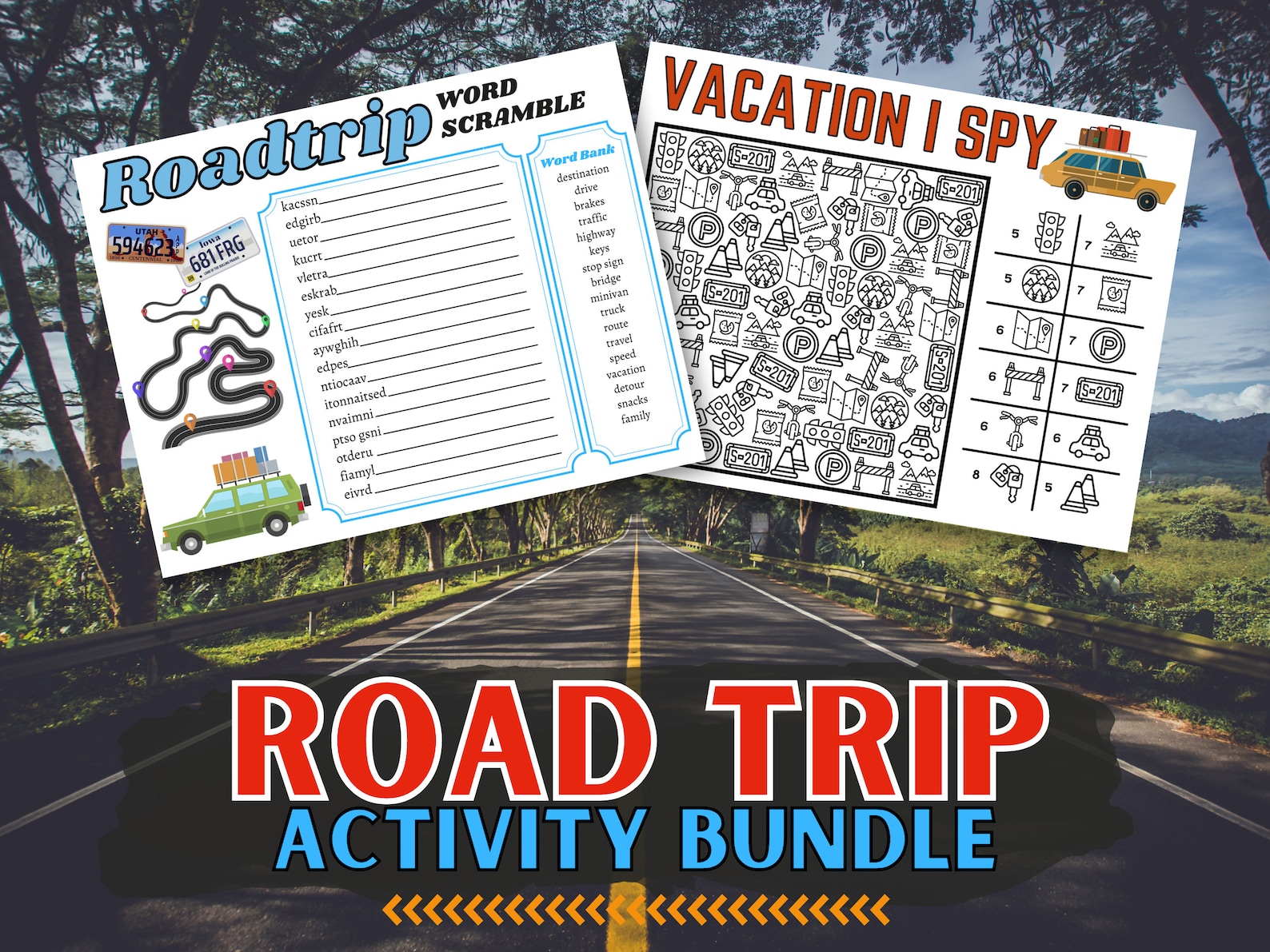 Road Trip Printables | Road Trip Games | Road Trip Activities for Kids | Travel Activity Kit ...