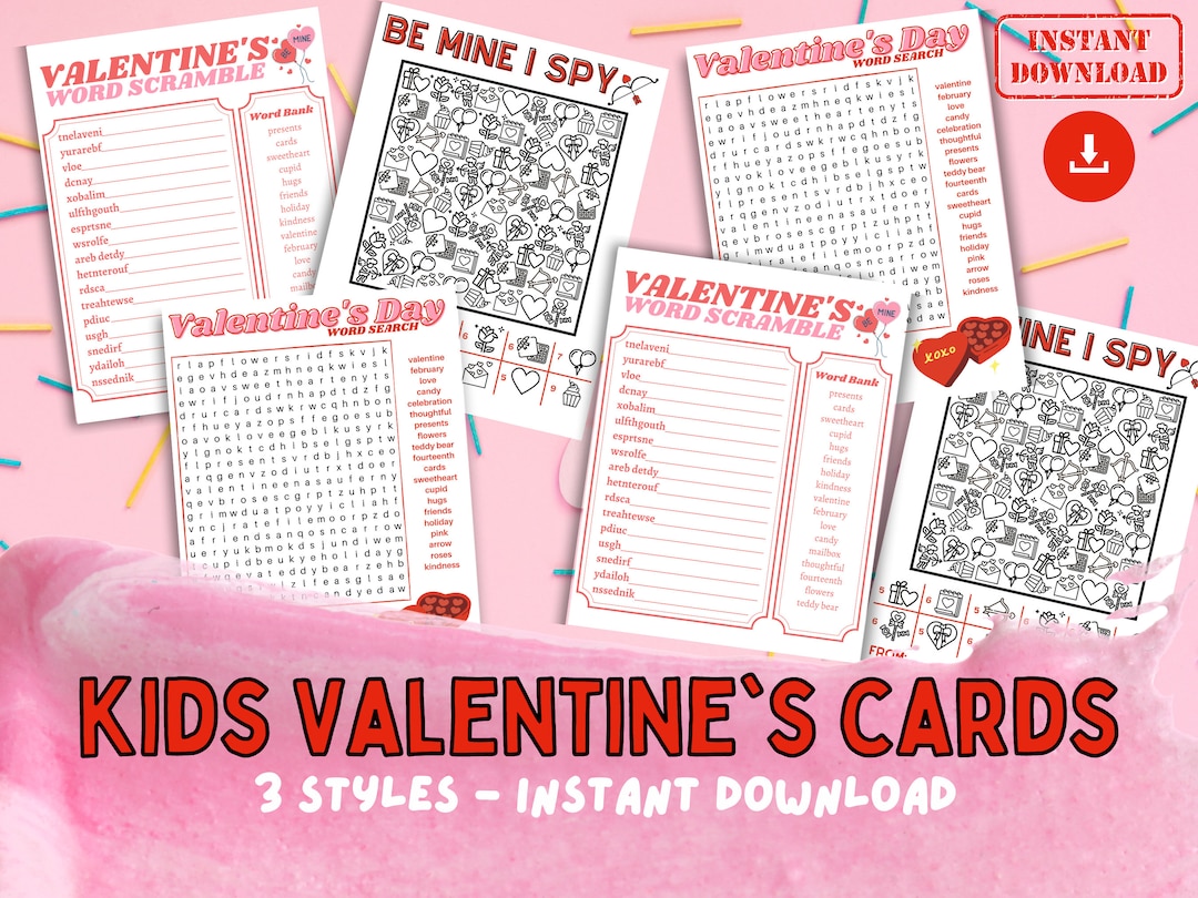 Printable Valentines Cards for Kids, Valentine Kids Classroom, Activity ...
