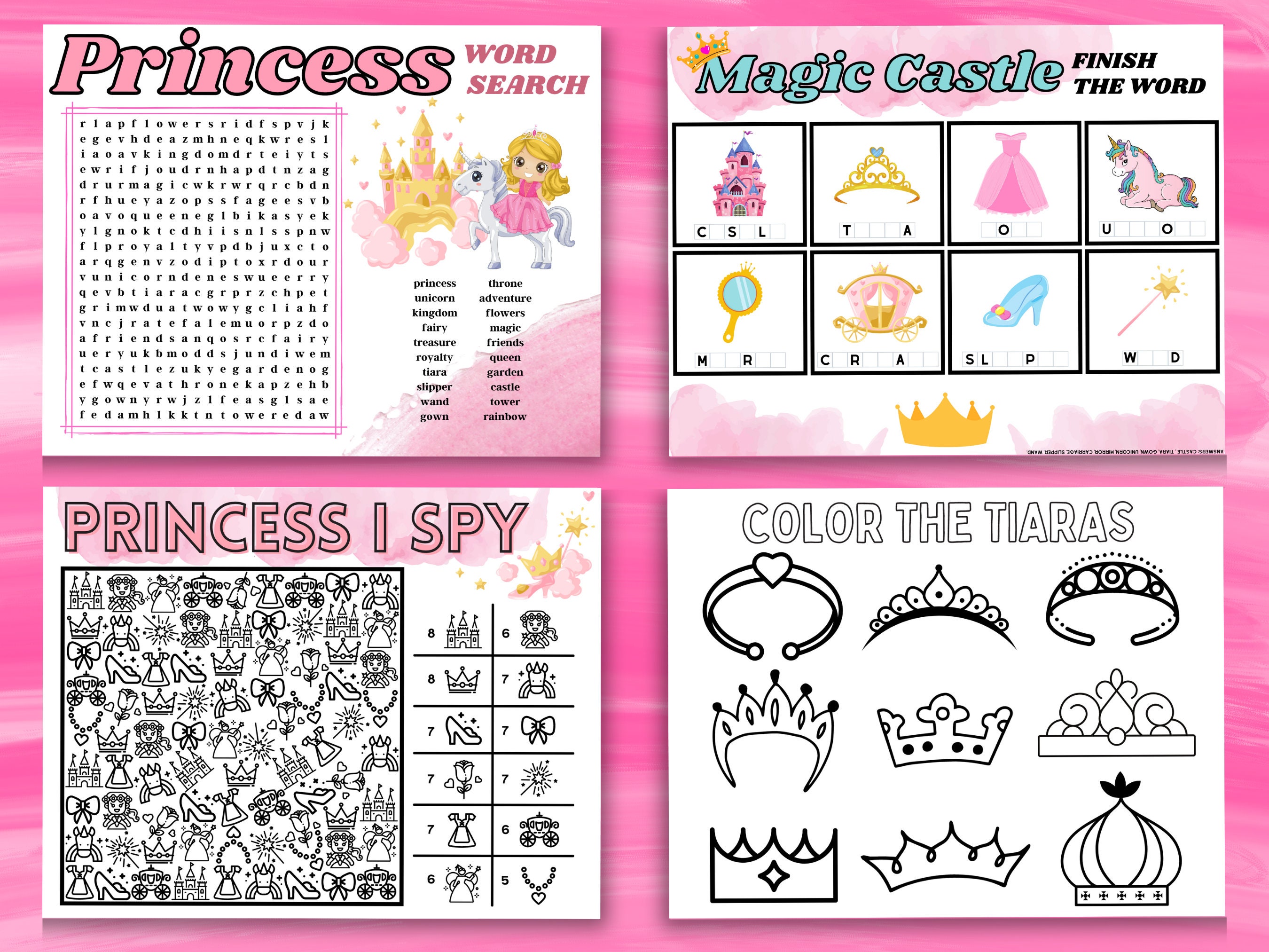 Princess Printable Party | Princess Party Activity | Princess Party ...