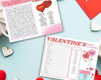 Valentine's Day Activity Pages: Word Search, Coloring (Printable PDF)