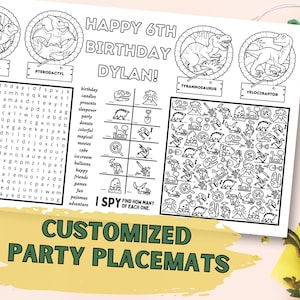 Printable Kids Party | Custom Activity Mats | Printable Games for Kid ...